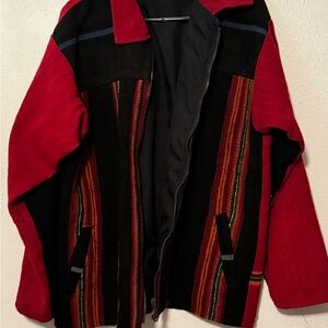 Men's Red and Black jacket out doors Aztec print tribal